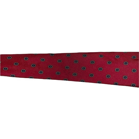 CHRISTIAN DIOR Necktie 100% Silk 56” Long Red Geometric Dots Classic - Picture 4 of 6